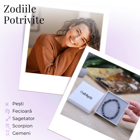 Bratara Elastica cu Margele 6mm din Ochi de Pisica Semipretios Natural [3]