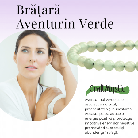 Bratara Elastica cu Margele 6mm din Aventurin Verde Semipretios Natural [7]