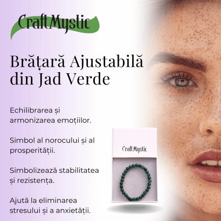 Bratara Elastica cu Margele 6mm din Jad Verde Semipretios Natural [4]