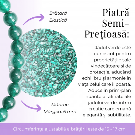 Bratara Elastica cu Margele 6mm din Jad Verde Semipretios Natural [3]