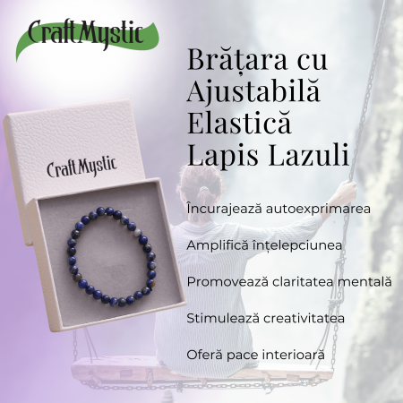 Bratara Elastica cu Margele Naturale de 6mm din Lapis Lazuli [7]