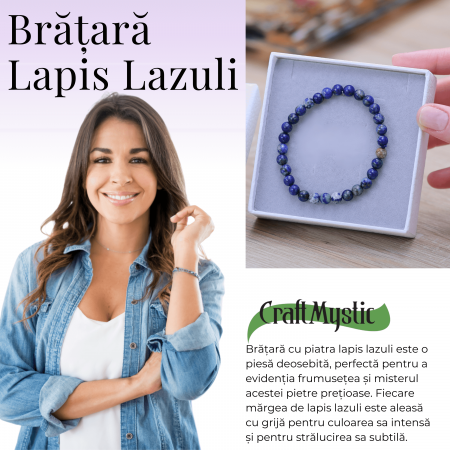 Bratara Elastica cu Margele Naturale de 6mm din Lapis Lazuli [2]