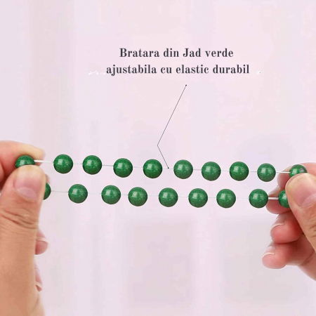 Bratara de jad cu margele de 8 mm pentru femei si barbati - Aduce noroc, bogatie, prosperitate [4]