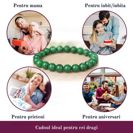 Bratara de jad cu margele de 8 mm pentru femei si barbati - Aduce noroc, bogatie, prosperitate [2]