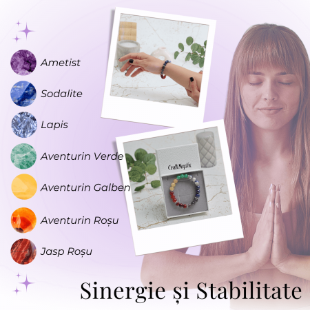 Bratara a 7 Chakre cu Margele de 12 mm din Pietre Semipretioase Naturale - Echilibru si Vindecare [6]