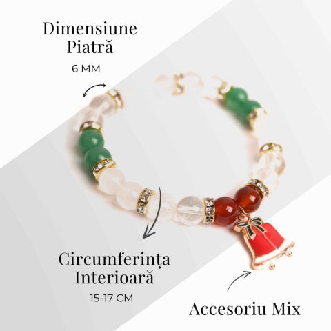 Bratara naturala Agat rosu, alb si aventurin verde cu accesoriu mixt - energie si protectie [3]