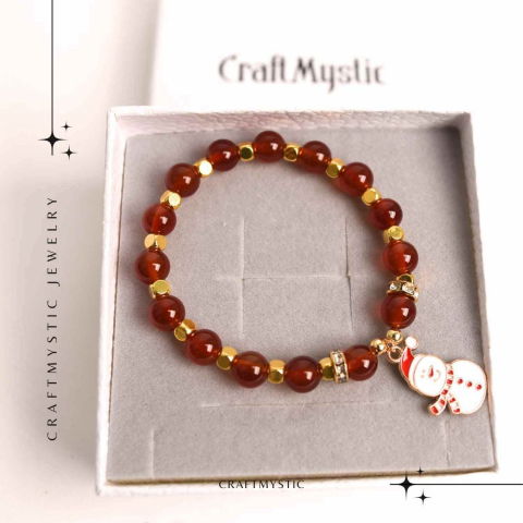 Bratara naturala Agat rosu 6mm cu accesoriu mixt - curaj si protectie [6]