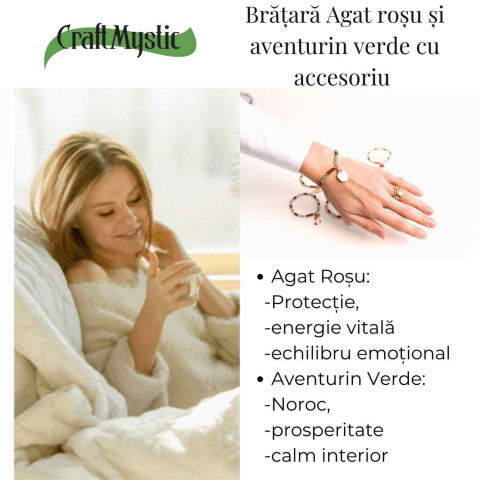Bratara Agat Rosu si Aventurin Verde, Accesoriu Mix – Echilibru si Noroc [5]