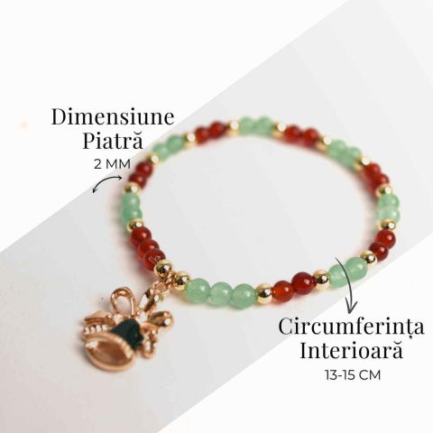 Bratara Agat Rosu si Aventurin Verde, Accesoriu Mix – Echilibru si Noroc [3]