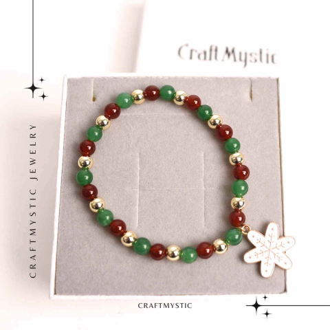 Bratara Agat rosu si aventurin verde 4mm cu accesoriu mixt - echilibru si noroc [7]