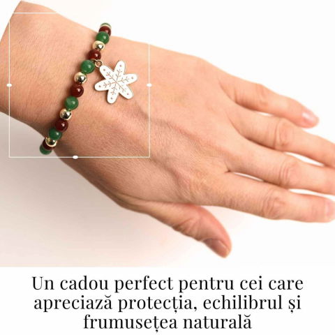 Bratara Agat rosu si aventurin verde 4mm cu accesoriu mixt - echilibru si noroc [1]