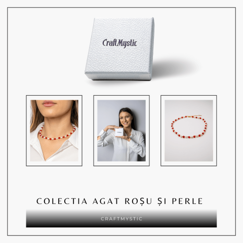 Colier Cupru cu Agat Rosu Fatetat si Perle Naturale – Echilibru, Rafinam si Energie Vitala [7]