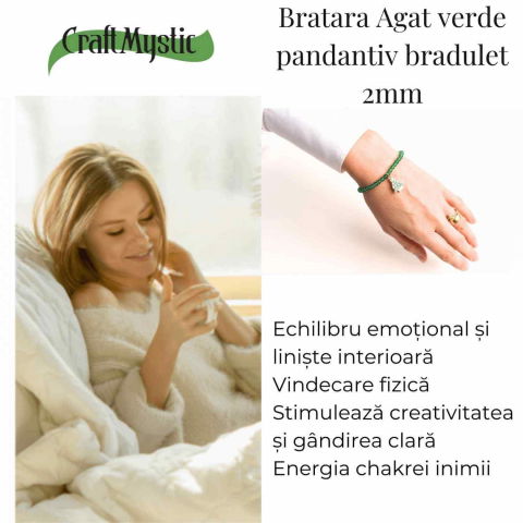Bratara Agat Verde Pandantiv Bradut – Echilibru si Frumusete Naturala [2]