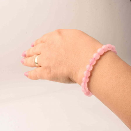Bratara Elastica cu Margele de 8mm din Cuart Roz, Circumferinta 17 cm - Bijuterie Terapeutica si Cadou Elegant" [5]