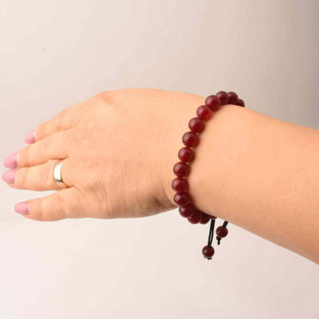 Bratara Ajustabila cu Margele de 8mm din Carneol Rosu Inchis, Circumferinta 19-24 cm - Accesoriu Energetic si Cadou Ideal [4]