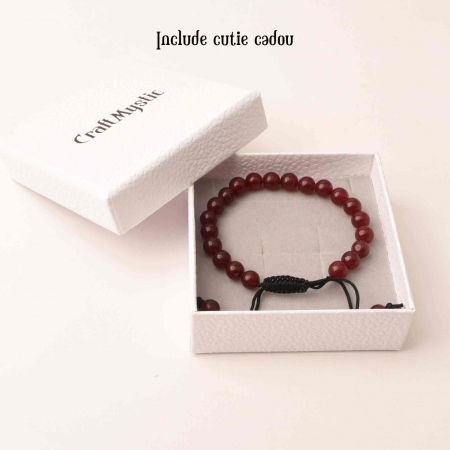 Bratara Ajustabila cu Margele de 8mm din Carneol Rosu Inchis, Circumferinta 19-24 cm - Accesoriu Energetic si Cadou Ideal [3]