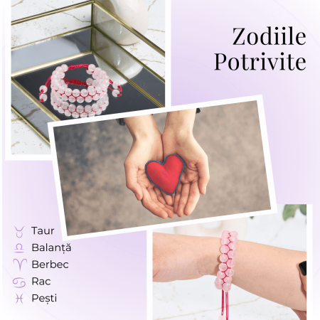 Bratara Dubla Reglabila din Cuart Roz Natural – Armonie si Dragoste [1]