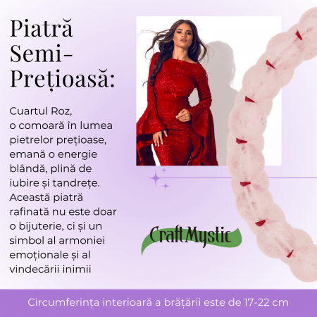 Bratara Dubla Reglabila din Cuart Roz Natural – Armonie si Dragoste [2]