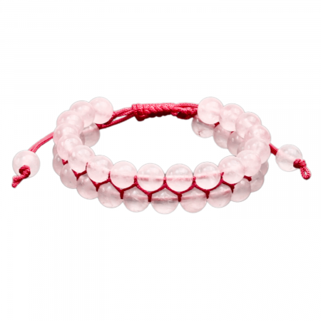 Dragoste si relatii - Bratara Dubla Reglabila din Cuart Roz Natural – Armonie si Dragoste