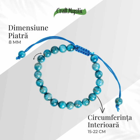 Bratara Ajustabila pe Sfoara cu Pietre Naturale 8mm din Apatit - Echilibru si Energie Pozitiva [4]
