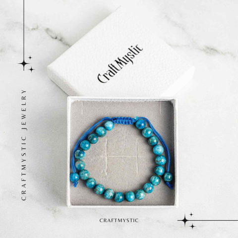 Bratara Ajustabila pe Sfoara cu Pietre Naturale 8mm din Apatit - Echilibru si Energie Pozitiva [7]