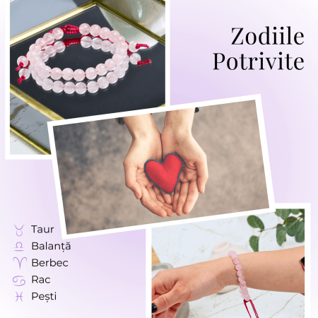 Bratara Simpla Reglabila din Cuart Roz Natural – Armonie Pura [2]