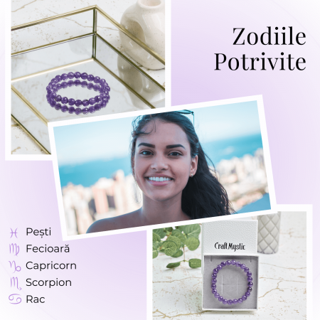 Bratara Eleganta Elastica cu Margele de 8mm Ametist Fatetat - Un Punct de Echilibru in Viata Ta [3]