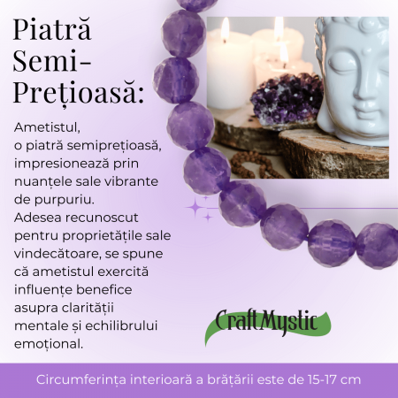 Bratara Eleganta Elastica cu Margele de 8mm Ametist Fatetat - Un Punct de Echilibru in Viata Ta [4]