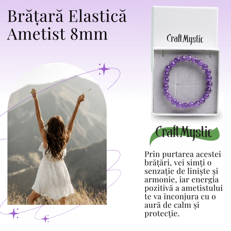 Bratara Eleganta Elastica cu Margele de 8mm Ametist Fatetat - Un Punct de Echilibru in Viata Ta [2]