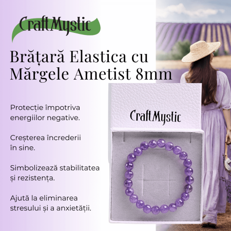 Bratara Eleganta Elastica cu Margele de 8mm Ametist Fatetat - Un Punct de Echilibru in Viata Ta [1]