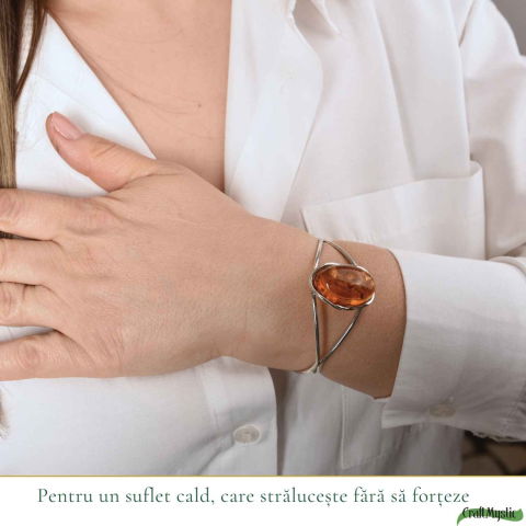 Bratara Argint 925 Ovala cu Chihlimbar Natural – Energie si Eleganta Clasica [1]