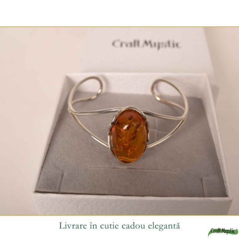 Bratara Argint 925 Ovala cu Chihlimbar Natural – Energie si Eleganta Clasica [5]