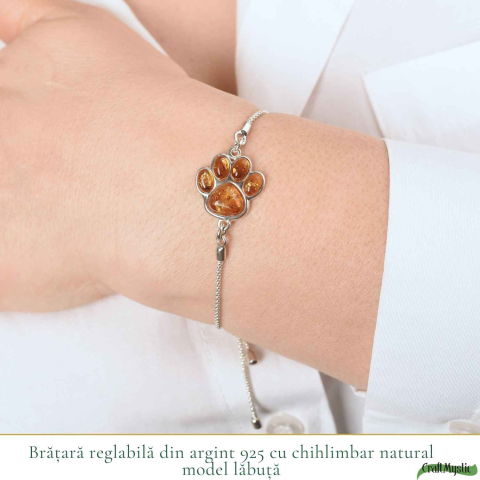 Bratara Argint 925 Labuta de Catel cu Chihlimbar Natural – Energie si Loialitate [1]