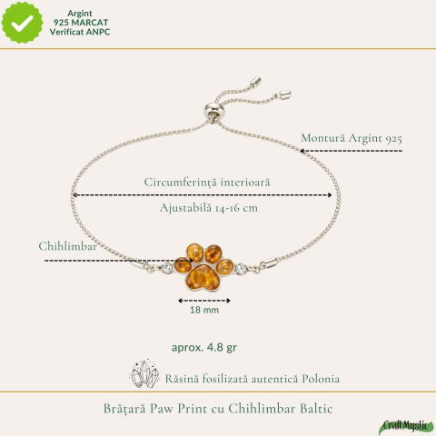 Bratara Argint 925 Labuta de Catel cu Chihlimbar Natural – Energie si Loialitate [3]