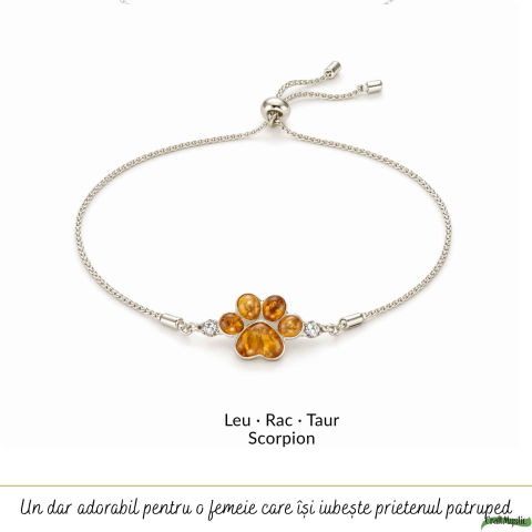 Bratara Argint 925 Labuta de Catel cu Chihlimbar Natural – Energie si Loialitate [4]