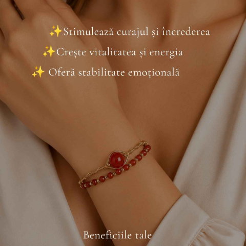 Bratara din Cupru cu Agat Rosu Natural – Energie, Curaj si Echilibru [2]