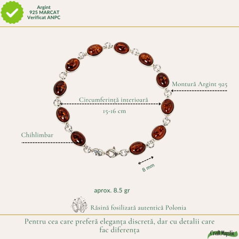 Bratara Argint 925 cu Chihlimbar Natural Oval – Eleganta si Caldura Solara [3]