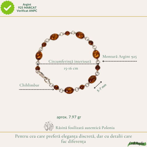 Bratara argint 925 cu chihlimbar oval si rotund – Caldura si echilibru interior [3]