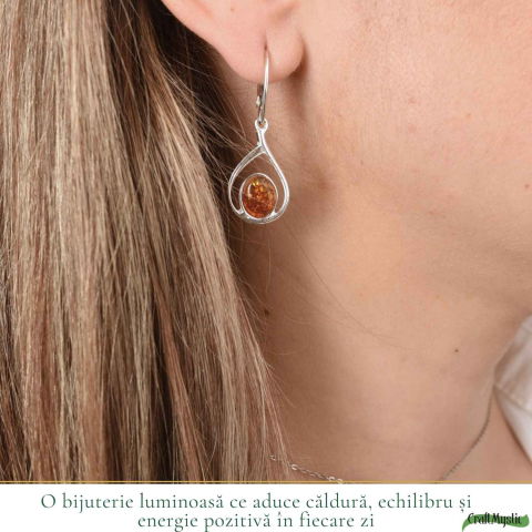 Cercei Argint 925 cu Chihlimbar – Eleganta Naturala si Energie Calda [1]