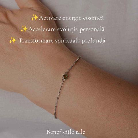 Bratara Argint 925 cu Moldavit Rotund Natural – Intuitie si Transformare Interioara [2]