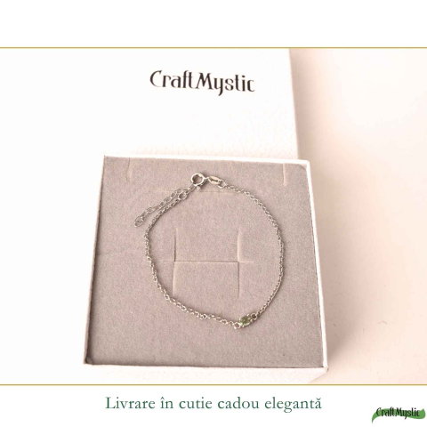 Bratara Argint 925 cu Moldavit Oval Natural – Intuitie si Evolutie Personala [5]