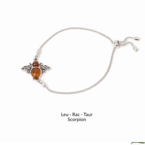 Bratara argint 925 cu chihlimbar natural si albina – Energie solara si vitalitate [4]