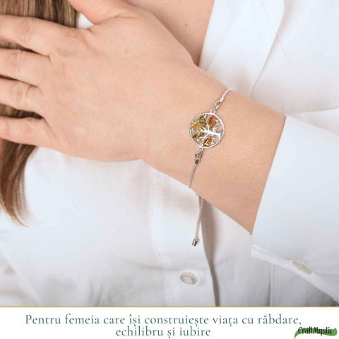 Bratara Argint 925 Arborele Vietii cu Chihlimbar Natural – Echilibru si Vitalitate [1]