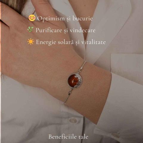 Bratara Argint 925 Rotunda cu Chihlimbar Natural – Energie Solara si Feminitate [2]