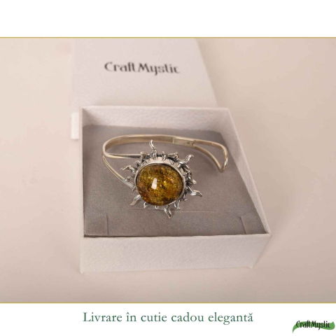 Bratara Argint 925 cu Chihlimbar Verde Soare – Energie si Vitalitate [5]