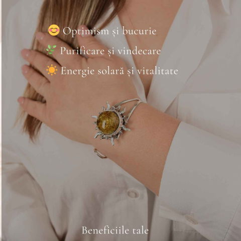 Bratara Argint 925 cu Chihlimbar Verde Soare – Energie si Vitalitate [2]