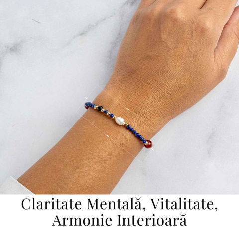 Bratara cu Lapis Lazuli, Agat Rosu si Perla Naturala – Claritate si Armonie Interioara [1]