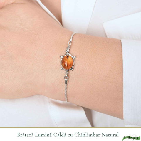 Bratara Argint 925 Testoasa cu Chihlimbar Natural – Protectie si Echilibru [1]
