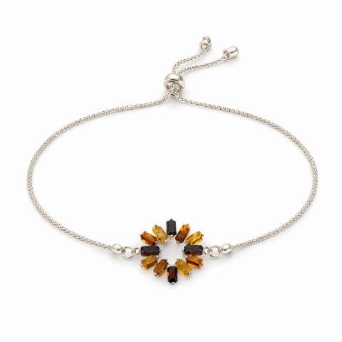 Cristale pe beneficii - Bratara Argint 925 Floare cu Chihlimbar Multicolor Natural – Bucurie si Energie