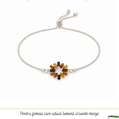Bratara Argint 925 Floare cu Chihlimbar Multicolor Natural – Bucurie si Energie [4]